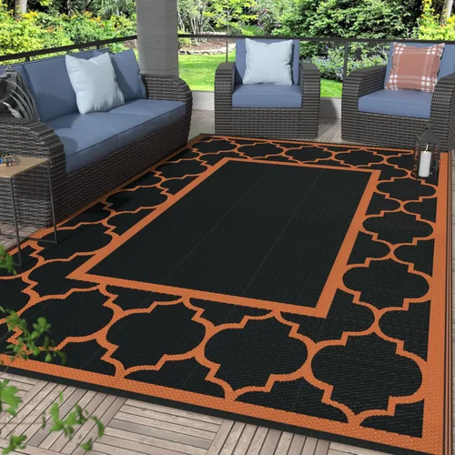 Vista 34 de GENIMO - Alfombra para exteriores de 8 x 10 pies, para patio, espacios amplios, impermeable, de pajillas de plástico, alfombra reversible