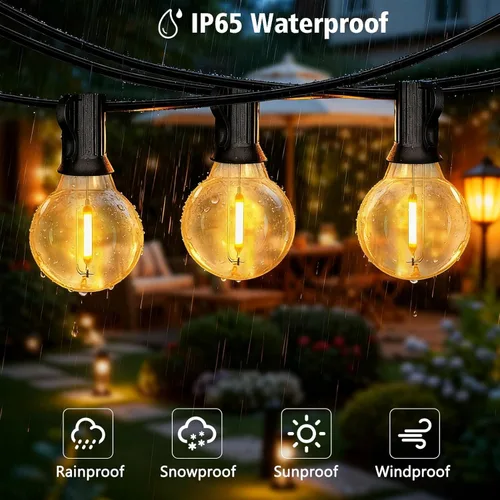 Vista 4 de Cadena de luces LED inteligentes G40 de 200 pies para exteriores