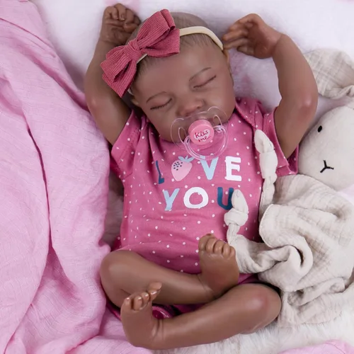 Vista 11 de Milidool Muñeca Reborn Baby Girl de 18 pulgadas, realista, afroamericana, recién nacida, hecha a mano con cuerpo suave y peso real y accesorios