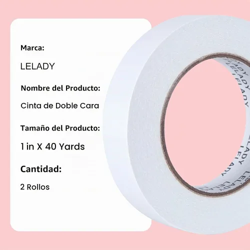 Vista 5 de Cinta adhesiva de doble cara de 1 pulgada x 40 yardas, 2 rollos de cinta adhesiva de doble cara, cinta adhesiva de doble cara, para artes