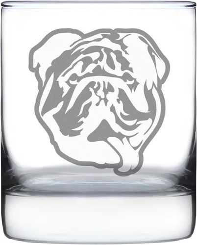 Vista 7 de Bulldog inglés personalizado, regalos divertidos de cristal de rocas de whisky para hombres y mujeres con bulldogs – Divertida decoración de vaso