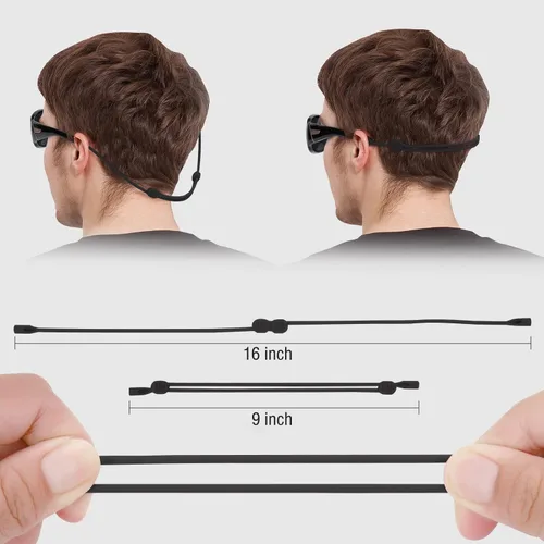Vista 3 de SHINKODA Correa deportiva elástica de silicona para lentes de sol, paquete de 2