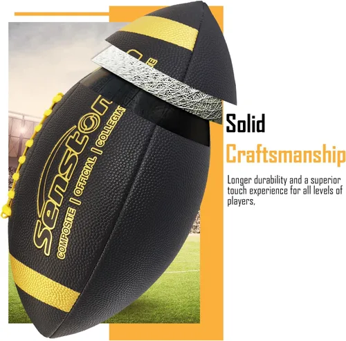 Vista 4 de Senston Fútbol Tamaño 9/6 – Premium Composite Cuero Escuela Secundaria/Niños/Jóvenes Fútbol con Bomba Tamaño Pelota de Pie con Bomba