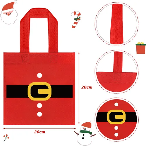 Vista 2 de FHzytg Paquete de 20 bolsas de regalo de Navidad, bolsas de favor de fiesta de Navidad con estampado de hombre de jengibre, muñeco de nieve, reno