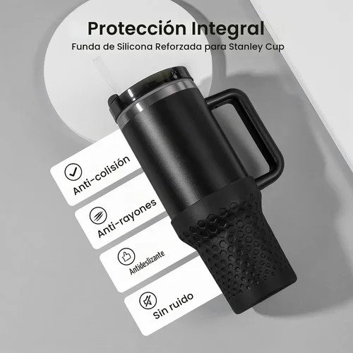 Vista 4 de Funda de silicona para botas de 40 onzas para accesorios de copa Stanley, funda de silicona para botella de agua para Stanley Quencher H2.0 y vaso
