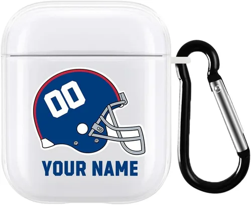 Vista 12 de Funda de casco de fútbol con nombre y número para Apple AirPods de 2ª y 1ª generación, regalo personalizado para fanáticos de los deportes de Arizona