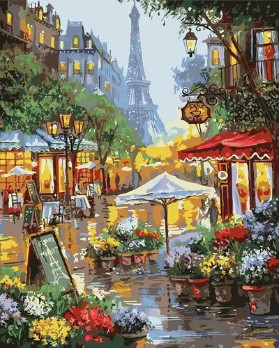 Vista 15 de QUITEDEW Kit de pintura por números para adultos, Times Square para adultos, kits de pintura por números, paisaje de calle, pintura cuadrada