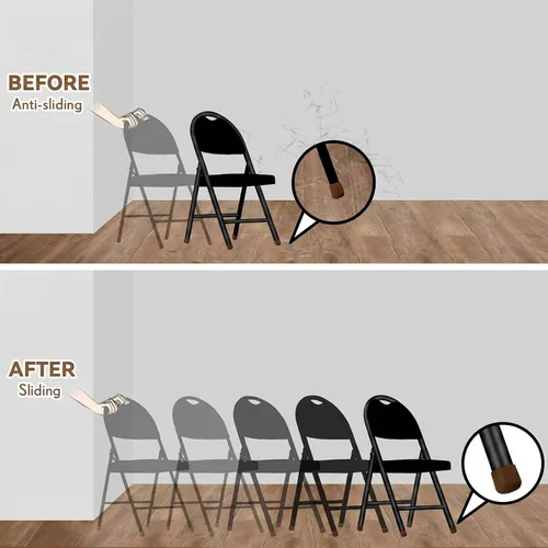 Vista 5 de Jetec 12 Pcs 1 Inch Folding Chair Leg Caps Heavy-Duty Plastic Chair End Caps Non-marring Furniture Glides Round Hardwood Floor Protectors (Brown,1in)