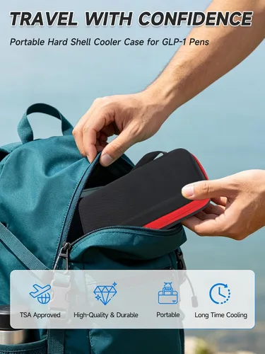 Vista 7 de YOUSHARES GLP-1 Estuche de viaje para bolígrafos inyectores Zepbound y Mounjaro, bolsa de almacenamiento aislada aprobada por la TSA con 2 paquetes