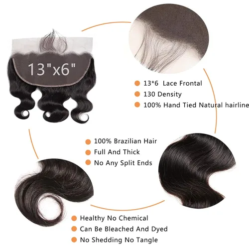 Vista 4 de Encaje frontal transparente HD de 13 x 6 pulgadas, prearrancado con abuelitos, línea capilar natural, cierre frontal ondulado 12A, cabello humano