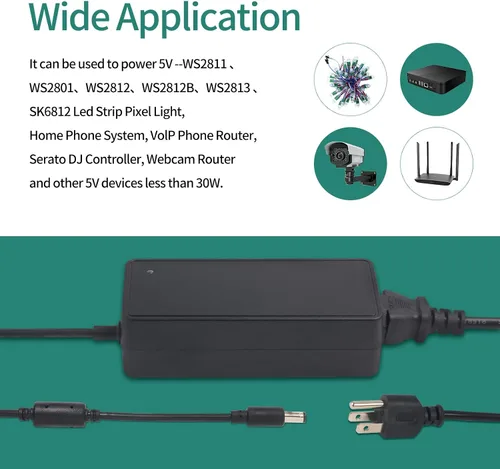 Vista 6 de Fuente de alimentación de 12V 5A 5Amp 60W Adaptador universal AC/DC, 100 ~ 240V CA a CC 12 voltios 5A 4A 3A 2A 1A Convertidor, punta 5.5X 0.098 in