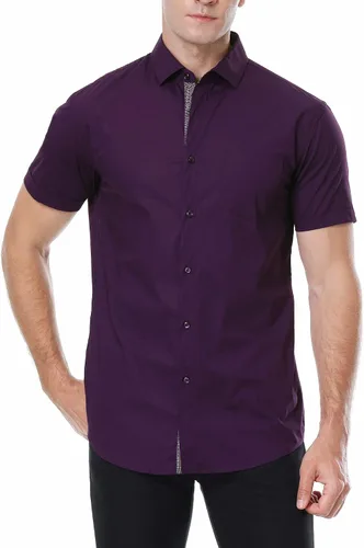 Vista 3 de Damipow Mens Short Sleeve Dress Shirts Regular Fit Business Casual Button Down Shirt