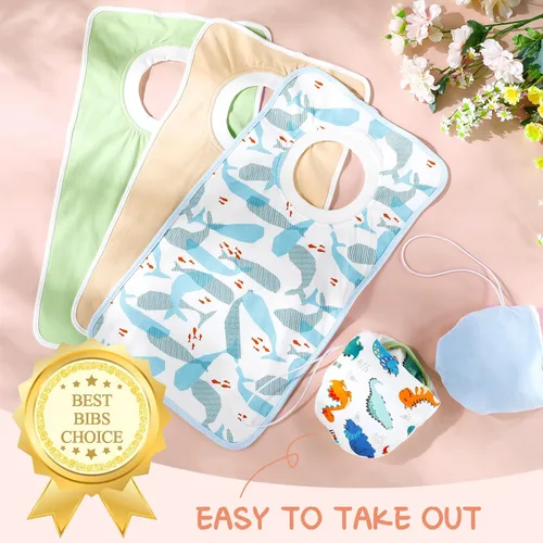 Vista 7 de Newwiee 5 baberos grandes para bebés, baberos suaves y absorbentes, cobertura completa, baberos para niños pequeños baberos baberos baberos
