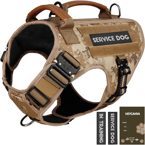 Vista 12 de Arnés táctico para perro, chaleco de servicio con hebillas de metal, chaleco reflectante sin tirones para perros medianos y grandes, chaleco con asa