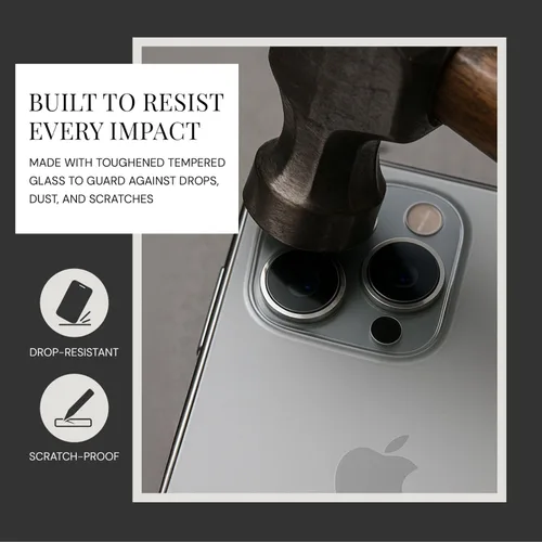 Vista 3 de Walli Protector de lente de cámara para iPhone 12 - Dureza 9H, resistente a los arañazos, vidrio HD ultra transparente, revestimiento oleofóbico e
