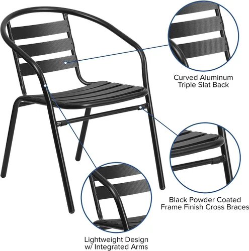 Vista 4 de Flash Furniture Lila - Juego de comedor de 5 piezas para patio, mesa de patio de vidrio templado de 55 pulgadas con agujero para paraguas, 4 sillas