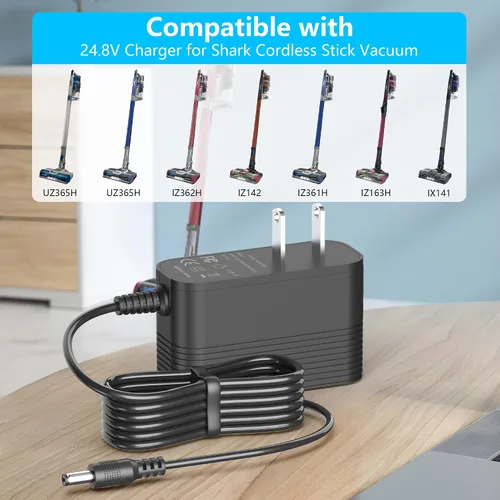 Vista 3 de Cargador de 24.8 V para Shark IZ362H IZ363H IZ162H IZ163H UZ365H IX141 IX140H IX141 IZ140 IZ142 UZ145 IZ162HC WZ140 Pet aspiradora inalámbrica