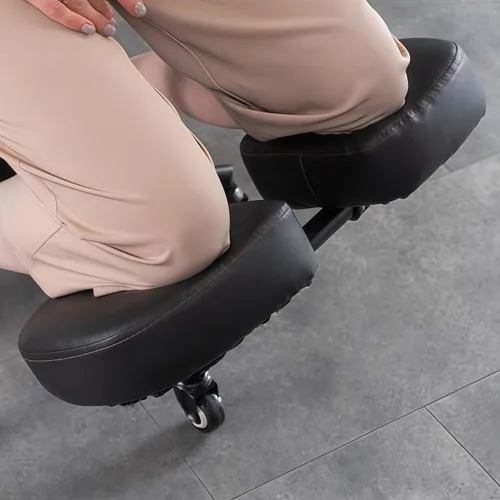 Vista 2 de Silla ergonómica ajustable con asiento y respaldo acolchados, silla de rodilla con corrección de postura para escritorio de oficina, cómoda