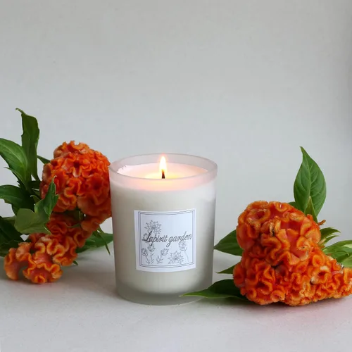Vista 2 de [Lapirit Garden] Vela de soja perfumada floral de loto, tarro de 13.4 onzas para el hogar, vela de aromaterapia, altamente perfumada