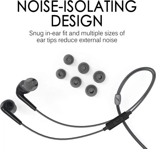 Vista 5 de MEE Audio RX18 auriculares in-ear de calce cómodo con bajos potenciados, Cable con micrófono, Negro