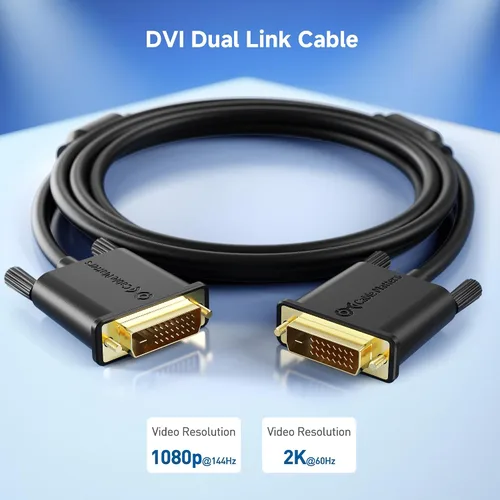 Vista 2 de Cable con ferritas Cable Matters chapado en oro DVI-D Dual Link 6 patas Doble enlace DVI-D, hasta 2560x1600, núcleos de ferrita, conectores