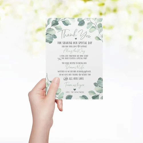 Vista 6 de Your Main Event Prints 50 tarjetas de decoración de eucalipto para boda, perfectas para añadir a centros de mesa y decoraciones de boda