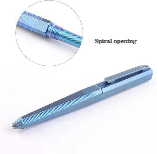 Vista 7 de Hamans Bolígrafo de titanio con tapa de clip de 5.2 pulgadas, bolígrafo táctico de tamaño compacto para llevar a diario