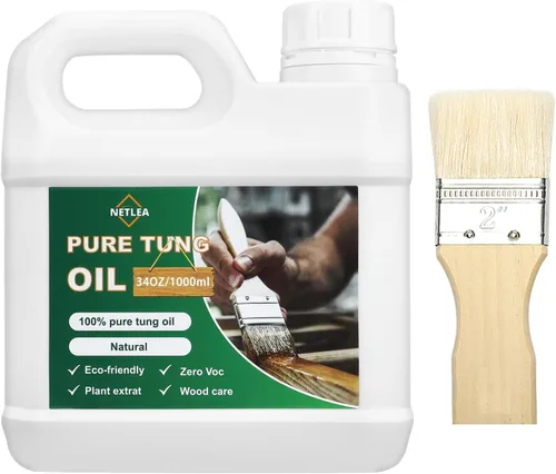 Vista 9 de 1 galón de 100% aceite de tung puro para acabado de madera - Seguro para alimentos para encimeras, muebles y pisos - Acabado de aceite de tung 100%