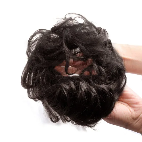 Vista 14 de Bella Hair - Rodete de extensión de cabello 100 % humano para banda elástica, extensión de cola de caballo ondeada, rizada o desordenada