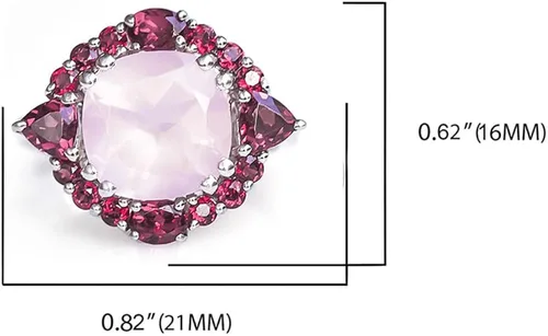 Vista 6 de YoTreasure Anillo de plata de ley 925 de 5,65 quilates de cuarzo rosa y rodolita, Metal Metal Piedra preciosa, cuarzo