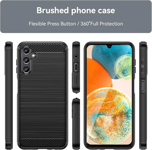 Vista 2 de Funda para Samsung Galaxy A14 5G, Galaxy A14 con protector de pantalla HD, absorción de golpes flexible de TPU parachoques de goma suave