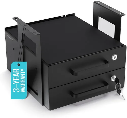 Vista 13 de Cajón deslizante para debajo del escritorio, cajones de almacenamiento de metal con cerradura con organización de cables para oficina y hogar