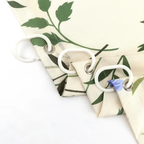 Vista 5 de EOBTAIN Cortina de ducha rústica con hojas de plantas para baño, diseño de piña y fondo navideño rojo y verde, con 10 ganchos, juego de cortinas