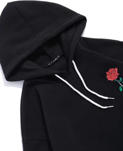 Vista 4 de ZAFUL Sudadera con capucha para hombre, con estampado de letras rosas, con cordón, unisex, de vellón, con estampado de letras