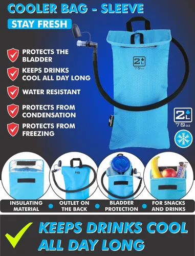 Vista 6 de Paquete de hidratación con bolsa de agua de 2L o 3L y bolsa enfriadora > Mantiene la bebida fresca y protege las vejigas > Depósito Camelback