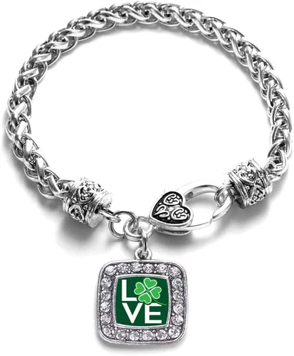 Vista 232 de Pulsera de dijes cuadrados de plata con joyería de circonita cúbica