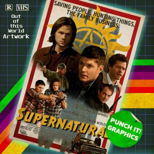 Vista 3 de Supernatural Winchester Brothers - Póster de película retro, regalo impreso, para el hogar, oficina, obras de arte, arte vintage para sala de estar