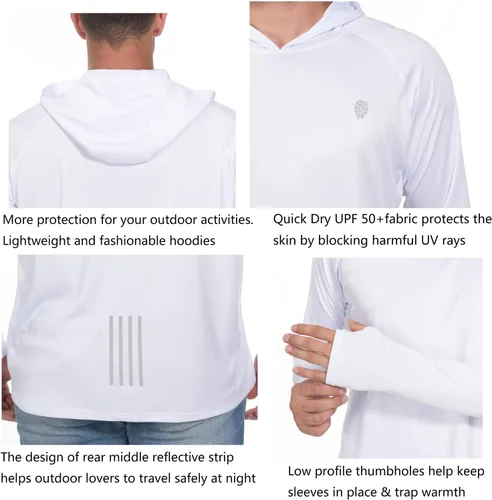 Vista 5 de Camisa de pesca para hombres de manga larga, con protección solar SPF 50+ UV, camiseta tipo sudadera