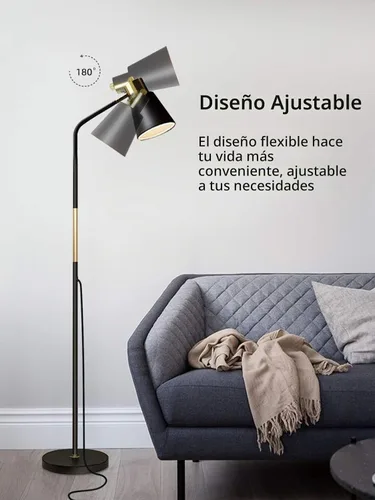 Vista 8 de LALISU Lámpara de pie, lámparas de pie regulables para salas de estar y dormitorios, lámpara de lectura estilo granja - de pie, cabezales de metal