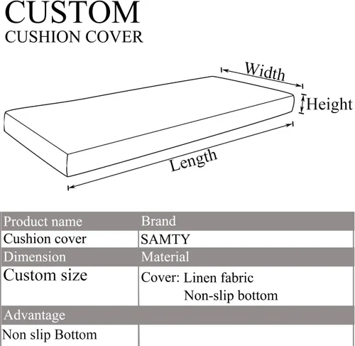 Vista 2 de SAMTY Funda de cojín de banco de tamaño personalizado, cojines de asiento de ventana de interior, antideslizantes, rectangulares, fundas
