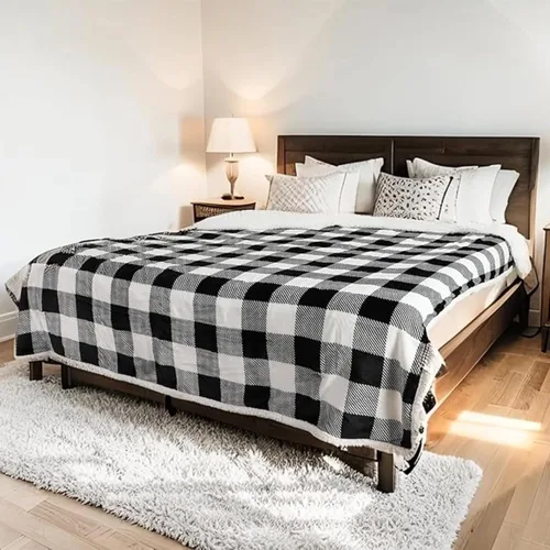 Vista 13 de Manta térmica eléctrica tipo throw tamaño 50"x60" - Tela de franela y sherpa de doble cara, 6 ajustes de calor y 3 horas de apagado automático