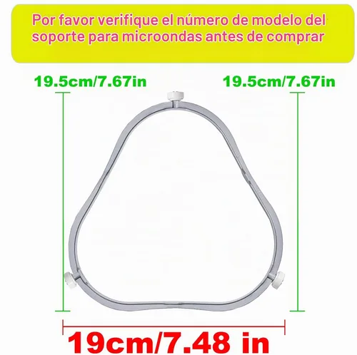 Vista 2 de Anillo de soporte para plato giratorio de microondas W11252182 de 7.48 pulgadas, pieza de repuesto de soporte de bandeja de vidrio, apto