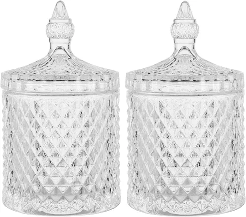 Vista 11 de Paquete de 2 Portacotonetes Frascos de Boticario de Vidrio Grueso con Tapa para Decoración de Baño Organizador de Almacenamiento para Hisopos