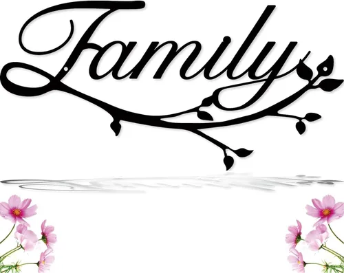 Vista 8 de Letreros familiares de metal, negro, 12 x 7.99 pulgadas, estilo moderno, montaje en pared, perfecto para decoración del hogar, regalos