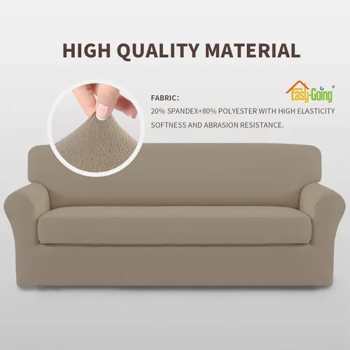 Vista 4 de Easy-Going - Funda elástica de microfibra de 2 piezas para sofá, funda suave de elastano, lavable, parte inferior elástica, protector para muebles
