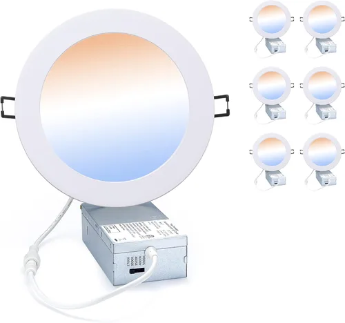 Vista 8 de POPANU Iluminación LED empotrable prémium de 4 pulgadas, 5 CCT, ajustable, regulable, empotrable, lámpara de techo con caja de conexiones