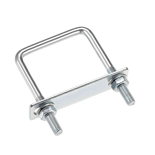 Vista 5 de uxcell Pernos cuadrados en U de 1 "(25 mm) de ancho interior de acero al carbono M8 con tuercas, placa de marco, arandelas redondas