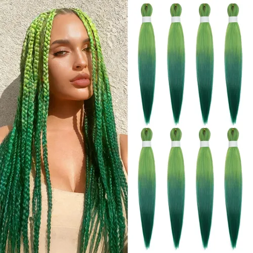 Vista 78 de 8 paquetes de extensiones preestiradas - 16 pulgadas de cabello trenzado premium, 55G/paquete, sin picazón, fijación en agua caliente, textura Perm