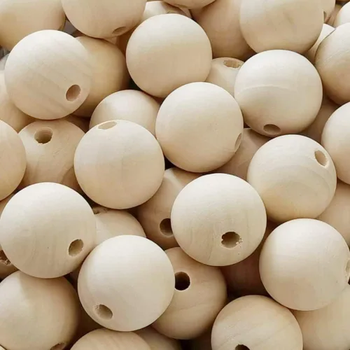 Vista 12 de 600 cuentas de madera natural de 0.472 in, cuentas de madera redondas sin terminar para manualidades, guirnaldas, decoración de vacaciones, joyería