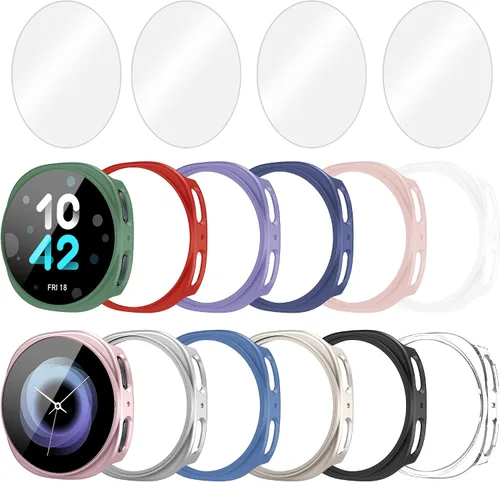 Vista 12 de Paquete de 12+4 Fundas para Samsung Galaxy Watch FE/5/4 de 40 mm con Protector de Pantalla de Vidrio Templado, Funda Protectora Resistente a